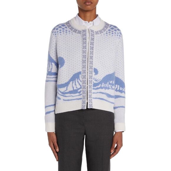 Thom Browne Wave Fair Isle Cardigan Size 2 - Picture 3 of 16